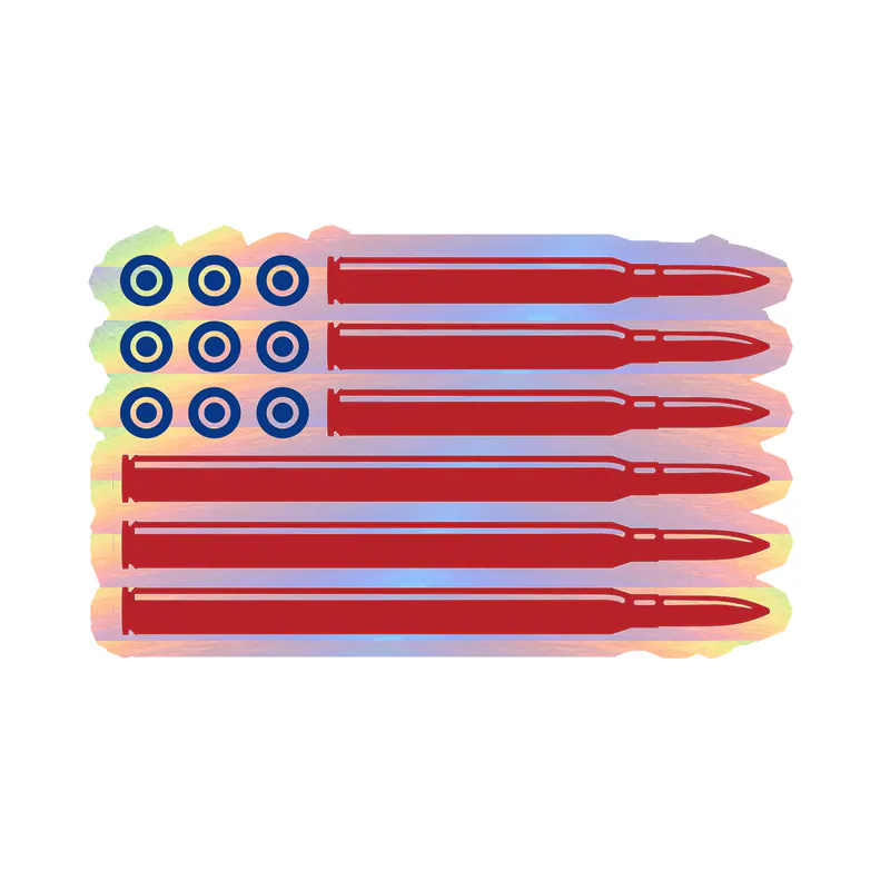 American Flag Bullets Holographic Vinyl Decal - custom size