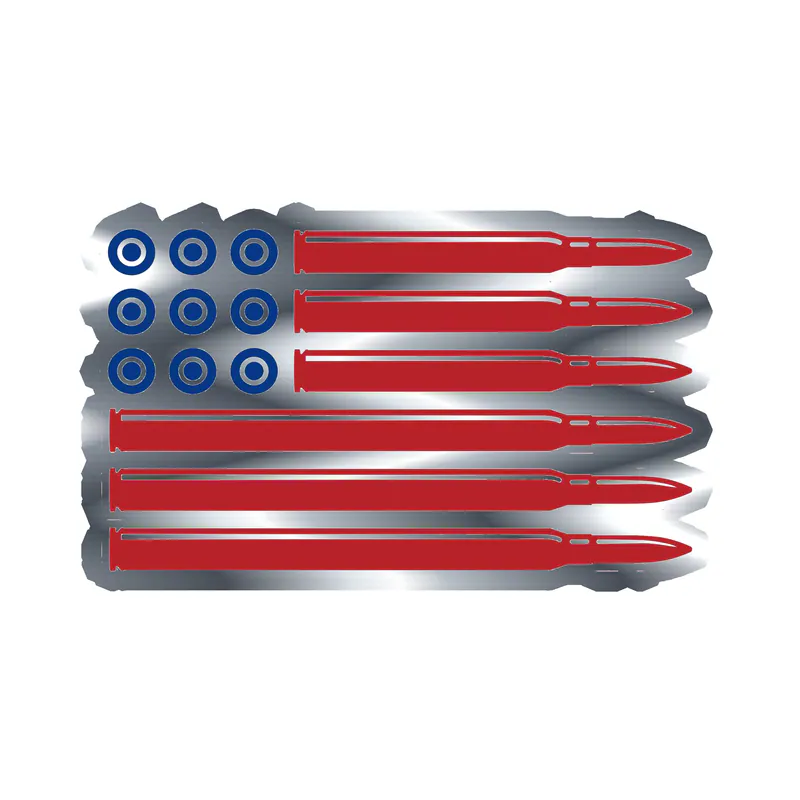 American Flag Bullets Silver Chrome Vinyl Decal - custom size