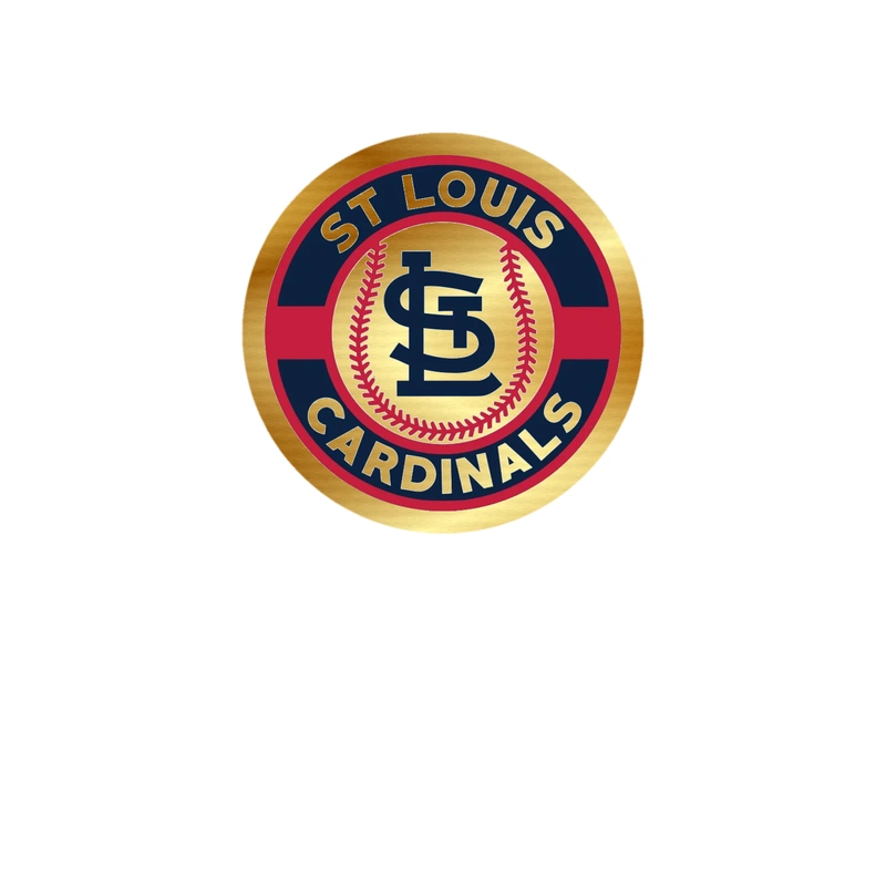 St. Louis Cardinals - Circle With Baseball In Middle - Gold Chrome Vinyl Sticker - Custom Size