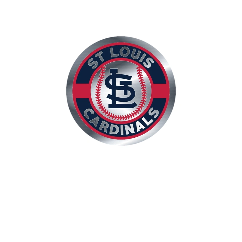 St. Louis Cardinals - Circle With Baseball In Middle - Silver Chrome Vinyl Sticker - Custom Size