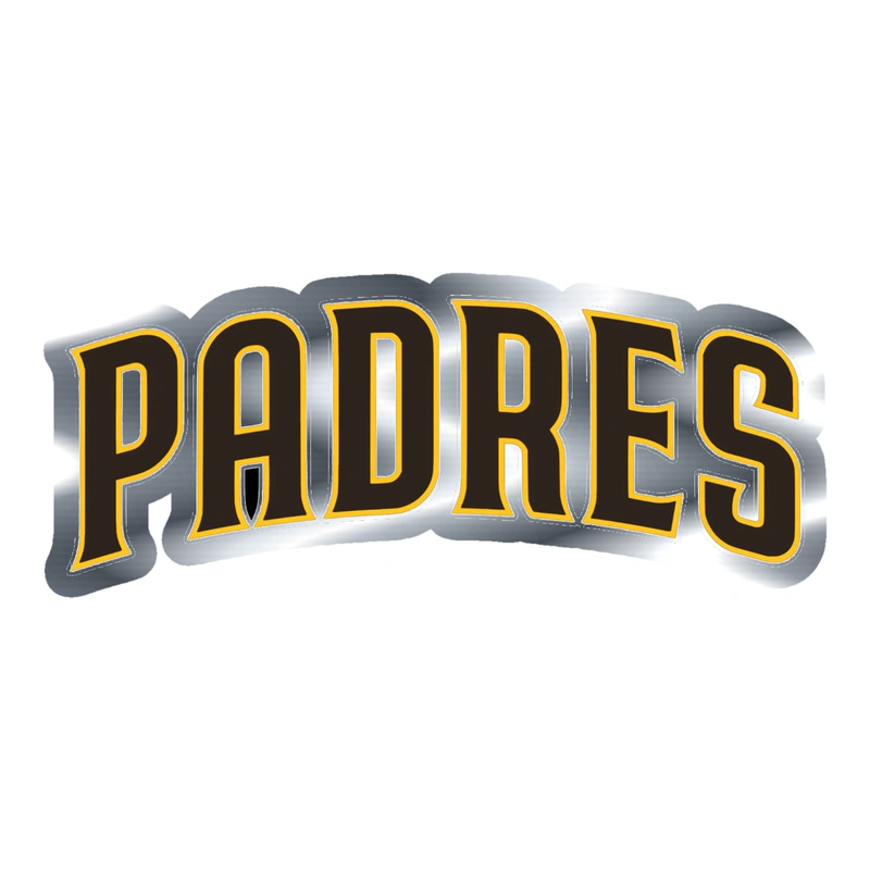 San Diego Padres - Dark Brown Padres - Silver Chrome Vinyl Sticker - Custom Size