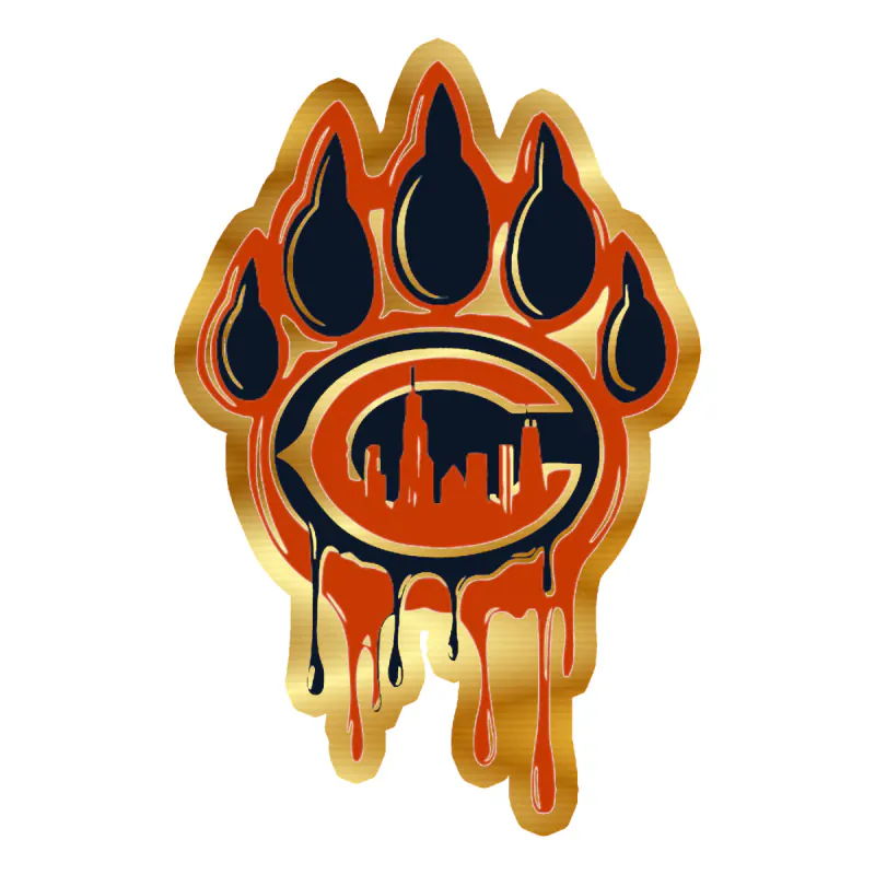 Chicago Bears - Bear Head - Image 2 - Gold Chrome Vinyl Sticker - Custom Size