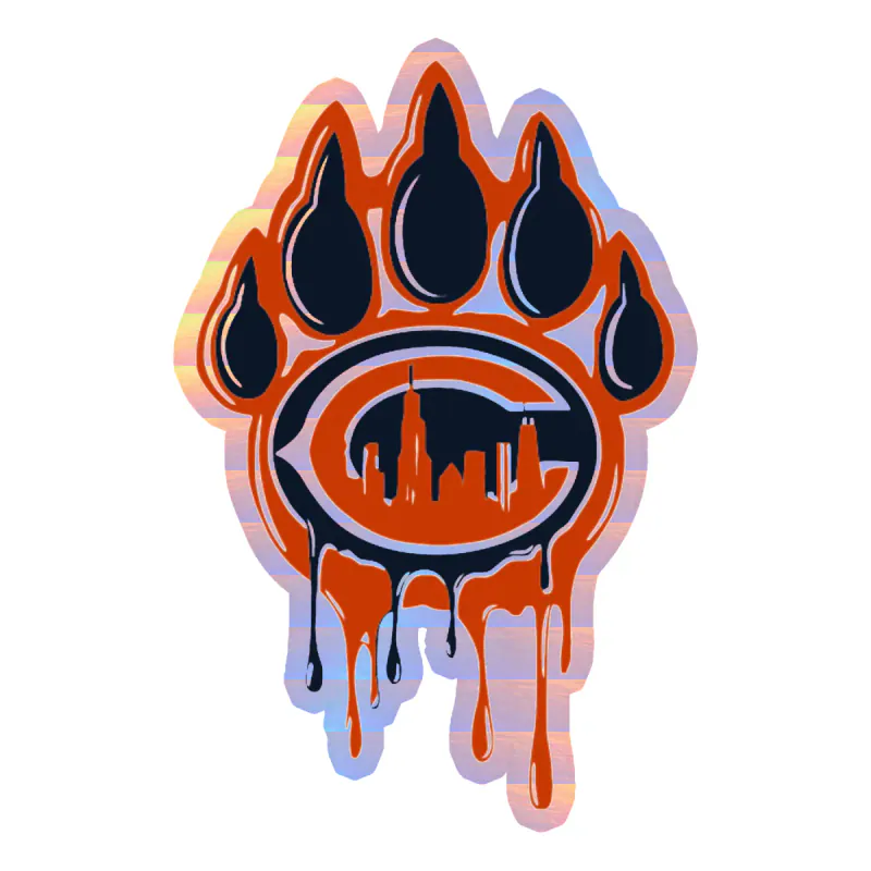 Chicago Bears - Bear Head - Image 2 - Holographic Vinyl Sticker - Custom Size