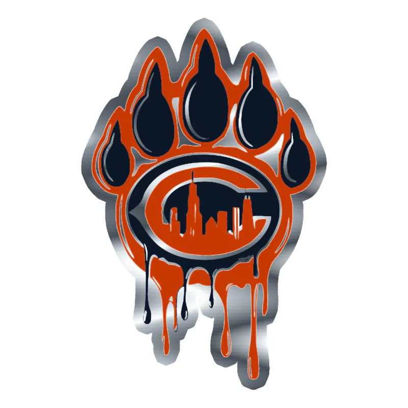 Chicago Bears - Bear Head - Image 2 - Silver Chrome Vinyl Sticker - Custom Size