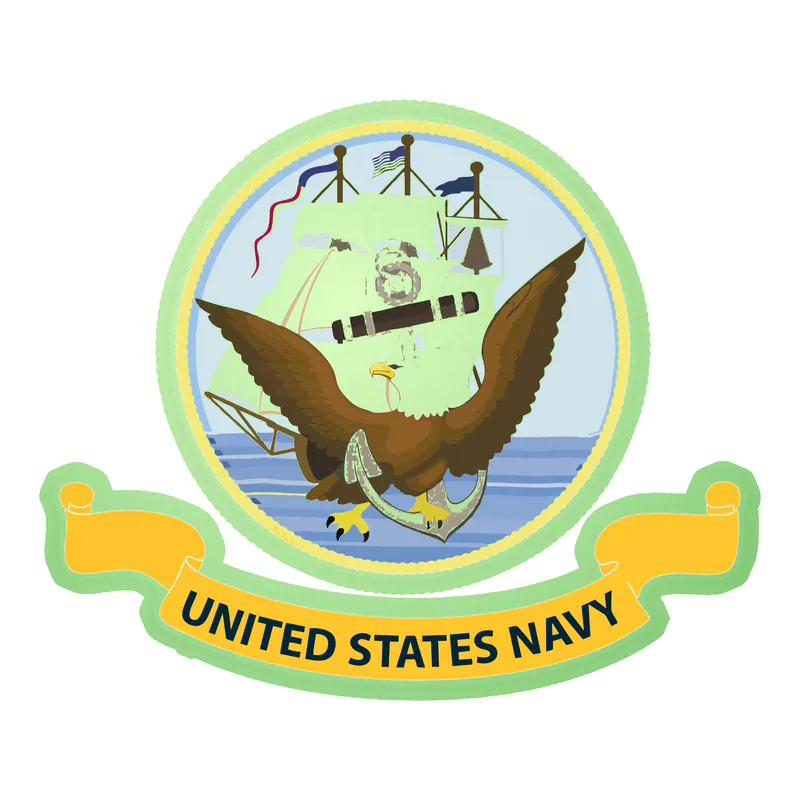 Navy Flag Crest Glow in the Dark Vinyl Decal - custom size