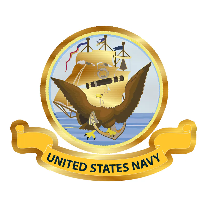 Navy Flag Crest Gold Chrome Vinyl Decal - custom size