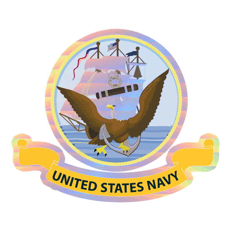 Navy Flag Crest Holographic Vinyl Decal - custom size