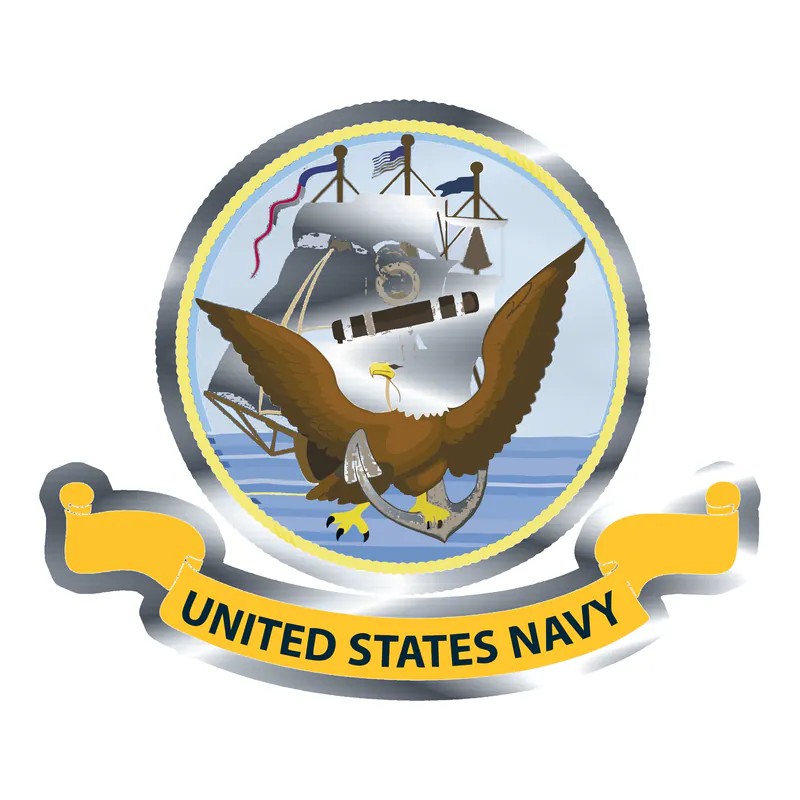 Navy Flag Crest Silver Chrome Vinyl Decal - custom size