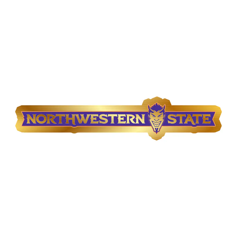 Northwestern State - Name With Head -  Gold Chrome Vinyl Decal - Custom Size