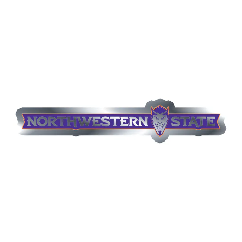 Northwestern State - Name With Head -  Silver Chrome Vinyl Decal - Custom Size