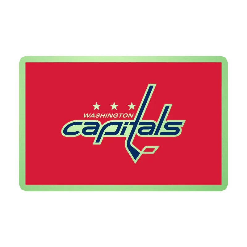 Washington Capitals - Red Rectangle With Name - Glow in the Dark Vinyl Sticker - Custom Size