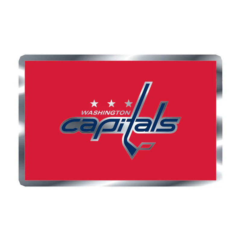Washington Capitals - Red Rectangle With Name - Silver Chrome Vinyl Sticker - Custom Size