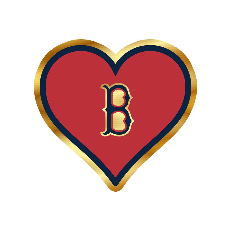 Boston Red Sox - Red Heart - Gold Chrome Vinyl Sticker - Custom Size