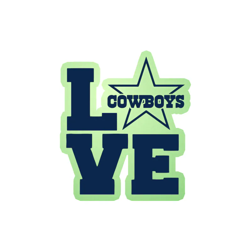 Dallas Cowboys - Love - Image 1 - Glow in the Dark Vinyl Sticker - Custom Size