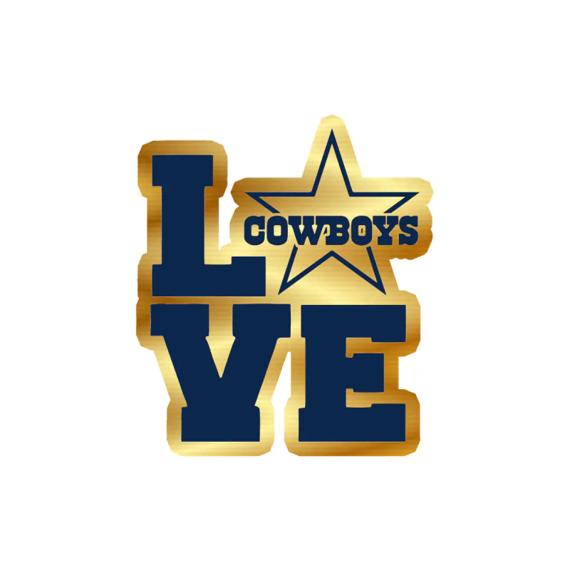 Dallas Cowboys - Love - Image 1 - Gold Chrome Vinyl Sticker - Custom Size