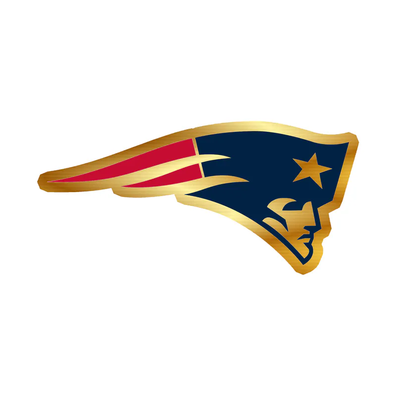 New England Patriots Head Gold Chrome Vinyl Sticker - Custom Size