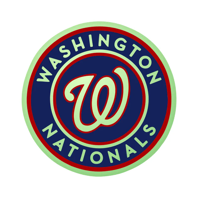 Washington Nationals - Blue Circle With Name - Glow in the Dark Vinyl Sticker - Custom Size