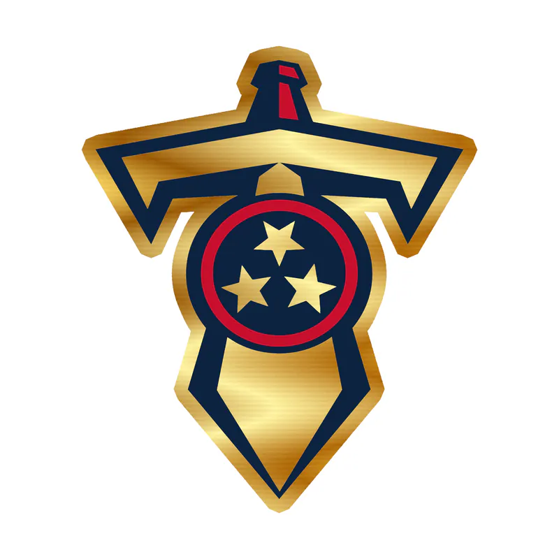 Tennessee Titans - Sword with Stars - Gold Chrome Vinyl Sticker - Custom Size