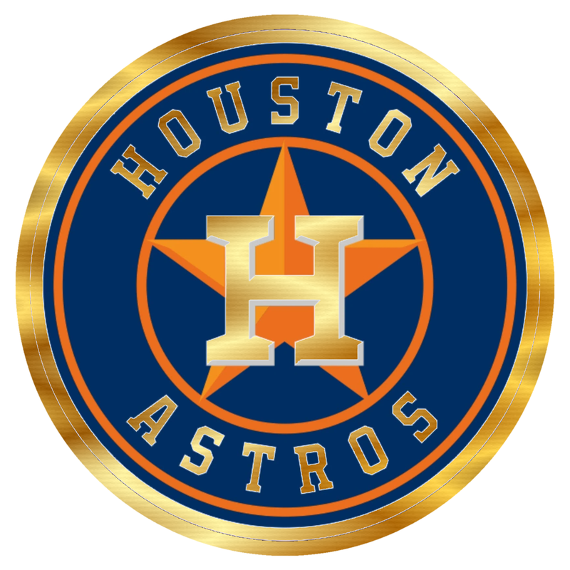 Houston Astros - Blue Circle With Name - Gold Chrome Vinyl Sticker - Custom Size