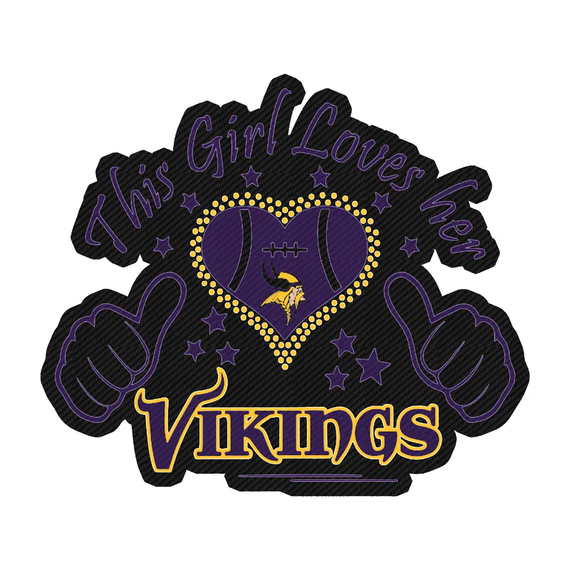 Minnesota Vikings - This Girl Loves Her Vikings - Carbon Fiber Vinyl Sticker - Custom Size