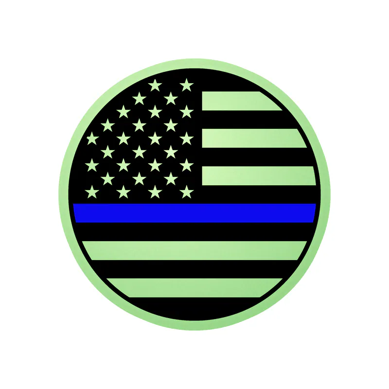 Blue Line American Flag Circle - Glow in the Dark Vinyl Decal - custom size