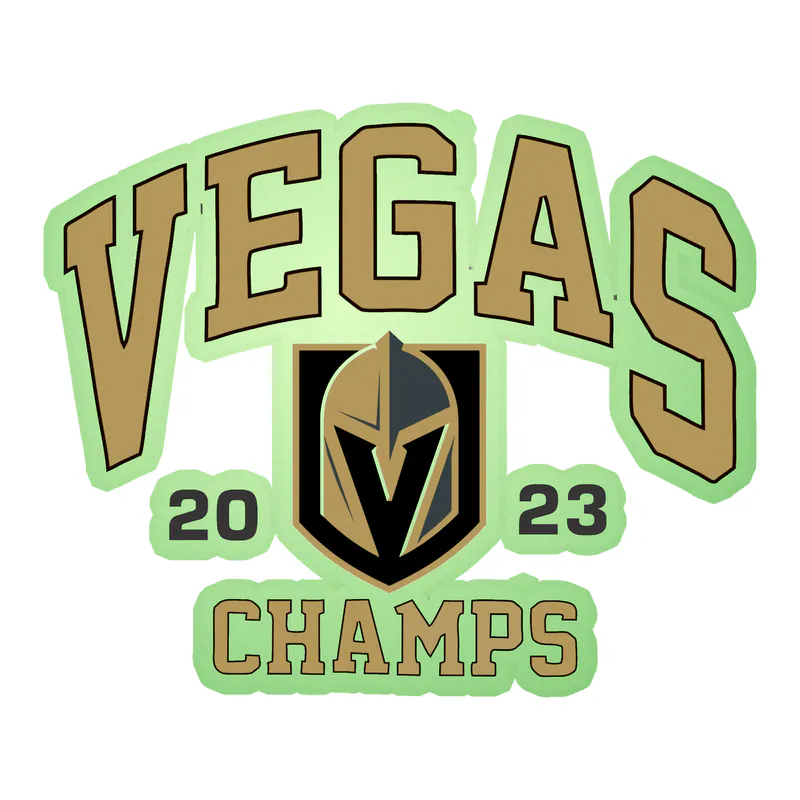 Vegas Golden Knights - Vegas Champs 2023 - Glow in the Dark Vinyl Sticker - Custom Size