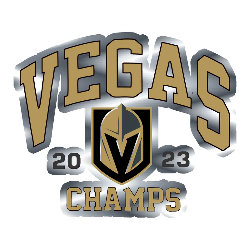 Vegas Golden Knights - Vegas Champs 2023 - Silver Chrome Vinyl Sticker - Custom Size