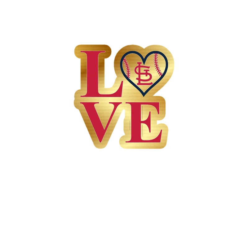 St. Louis Cardinals - Love - Gold Chrome Vinyl Sticker - Custom Size