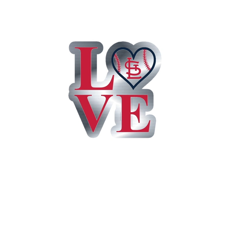 St. Louis Cardinals - Love - Silver Chrome Vinyl Sticker - Custom Size