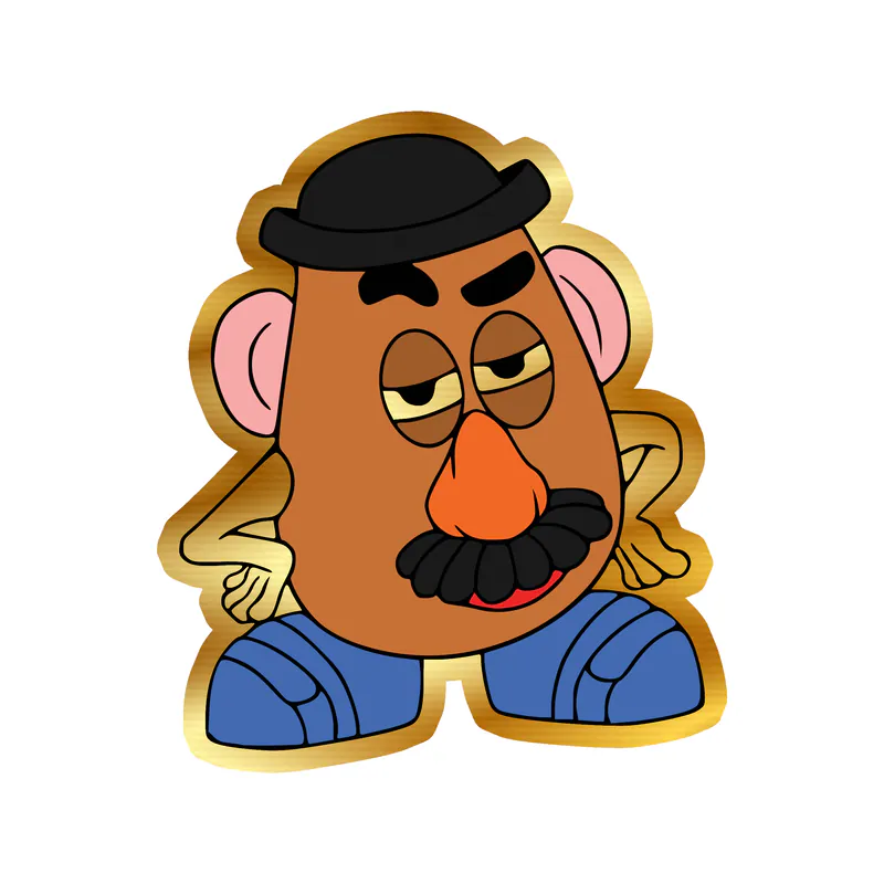Toy Story Mr. Potato Head Gold Chrome Vinyl Sticker - Custom Size