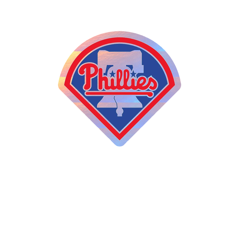 Philadelphia Phillies - Curved Triangle With Bell - Holographic Vinyl Sticker - Custom Size
