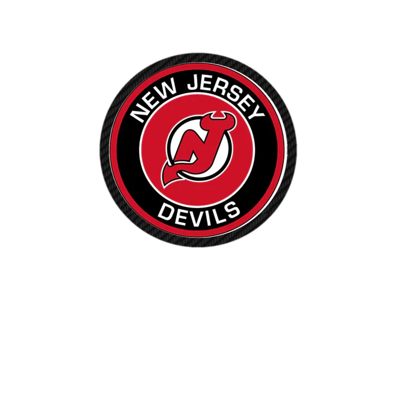 New Jersey Devils - Red And Black Circle - Carbon Fiber Vinyl Sticker - Custom Size