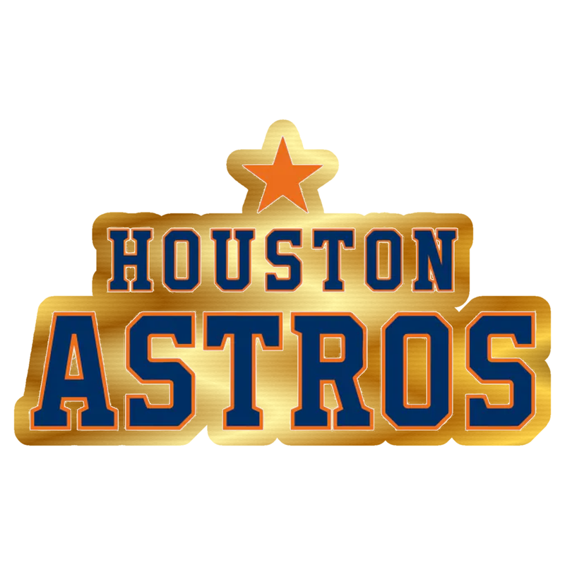 Houston Astros - Name With Star On Top - Gold Chrome Vinyl Sticker - Custom Size