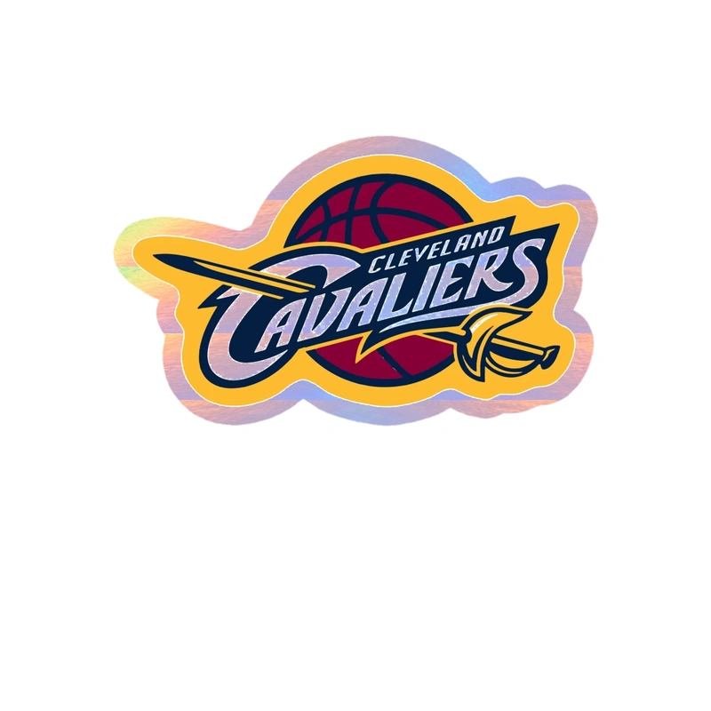 Cleveland Cavaliers -  Maroon Basketball With Name - Holographic Vinyl Sticker - Custom Size