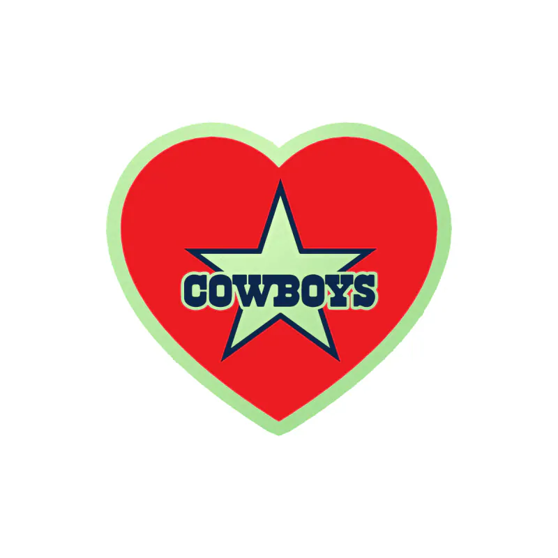 Dallas Cowboys - Heart - Image 2 - Glow in the Dark Vinyl Sticker - Custom Size