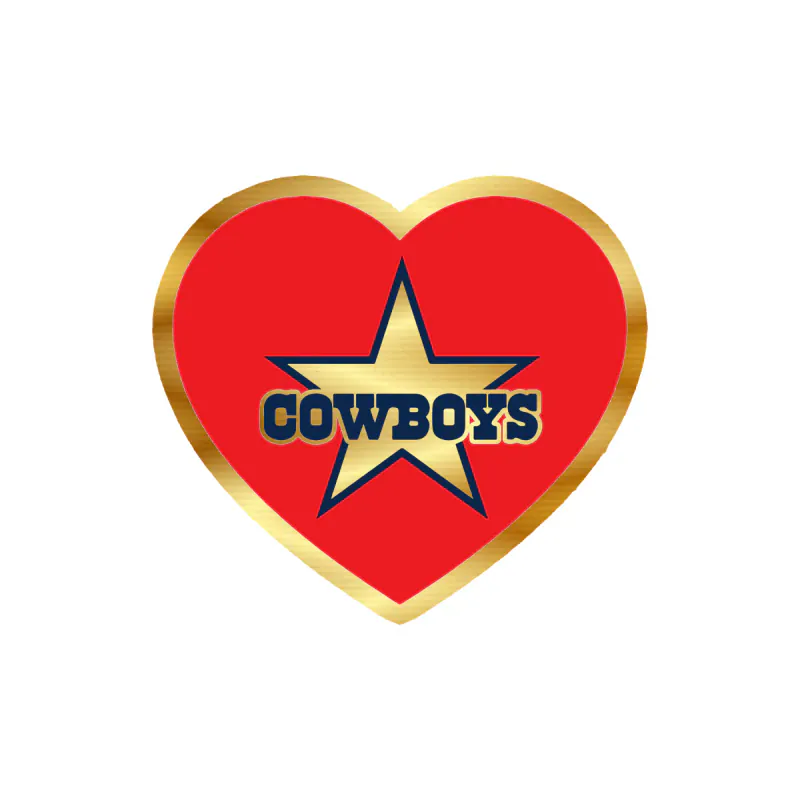 Dallas Cowboys - Heart - Image 2 - Gold Chrome Vinyl Sticker - Custom Size