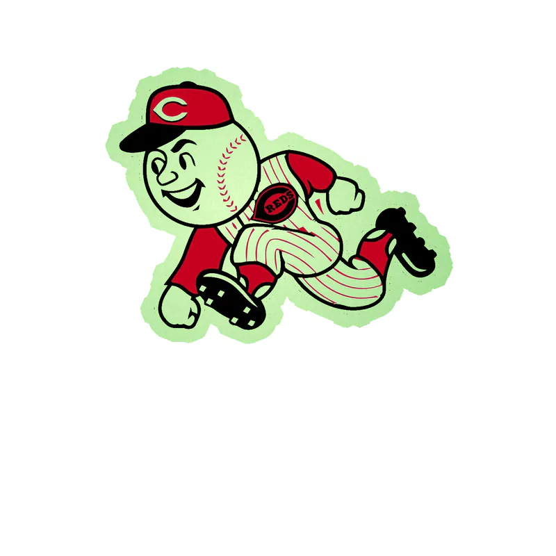 Cincinnati Reds - Mr. Red - Glow in the Dark Vinyl Sticker - Custom Size