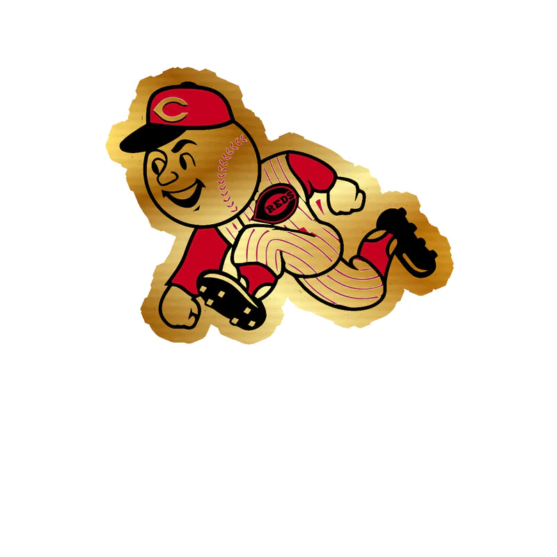 Cincinnati Reds - Mr. Red - Gold Chrome Vinyl Sticker - Custom Size