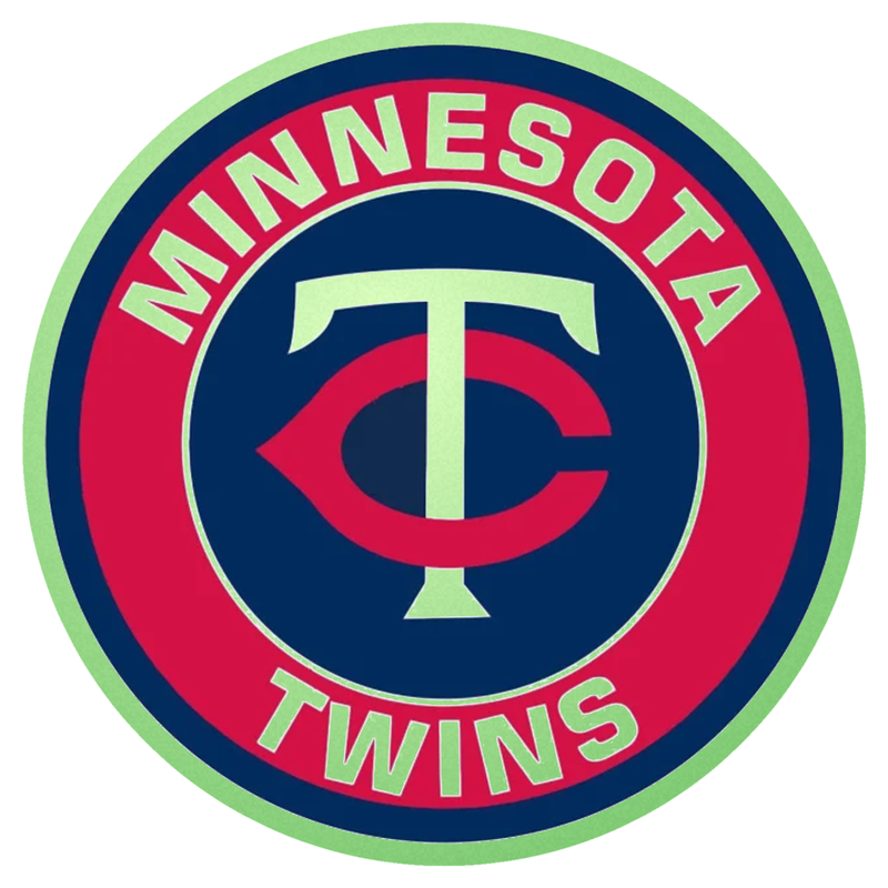 Minnesota Twins - Circle With TC And Name - Glow in the Dark Vinyl Sticker - Custom Size