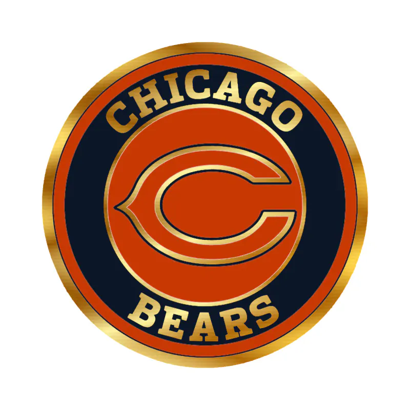 Chicago Bears - Bear Head - Image 17 - Gold Chrome Vinyl Sticker - Custom Size