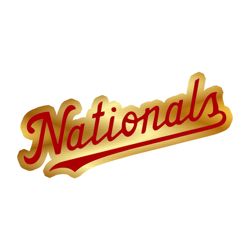 Washington Nationals - Nationals Cursive - Gold Chrome Vinyl Sticker - Custom Size