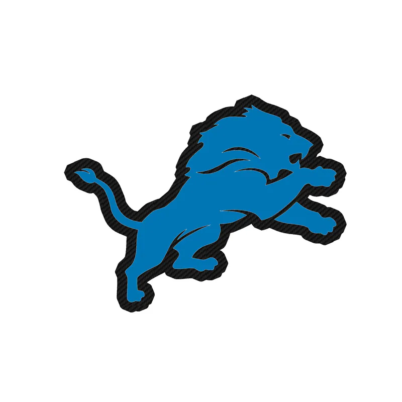 Detroit Lions - Blue Lion - Carbon Fiber Vinyl Sticker - Custom Size