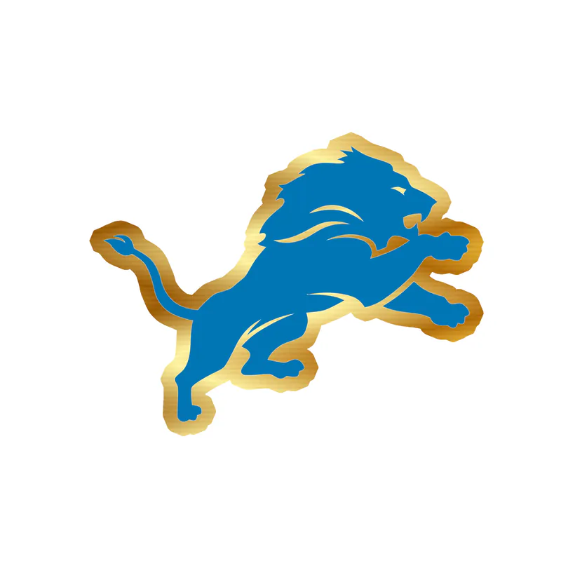Detroit Lions - Blue Lion - Gold Chrome Vinyl Sticker - Custom Size