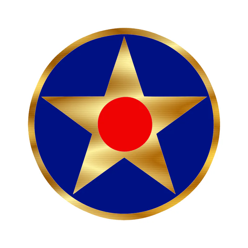 US Army Air Corps Roundel  Gold Chrome Vinyl Decal