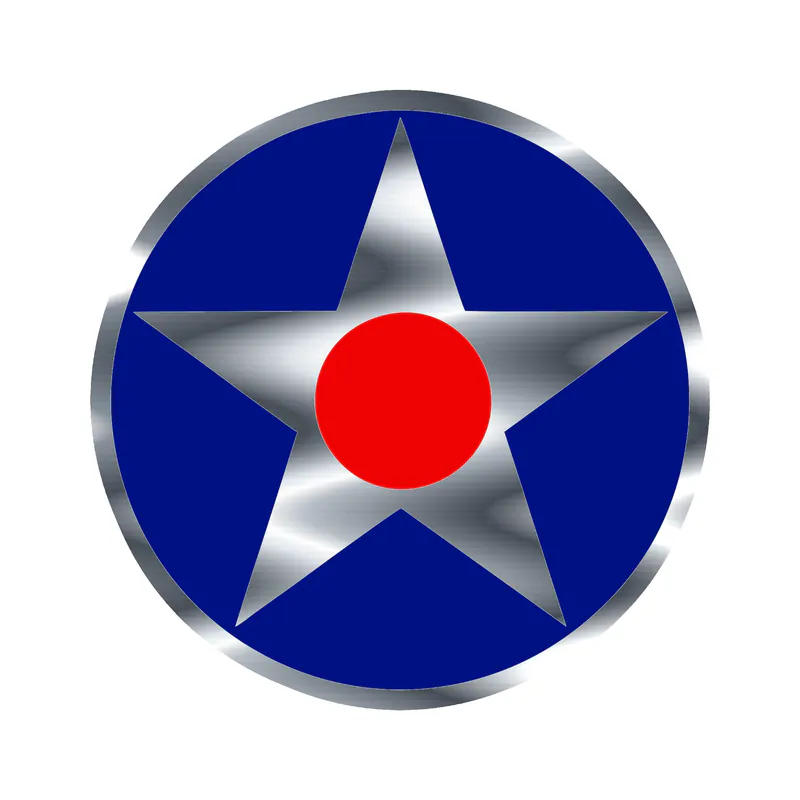 US Army Air Corps Roundel  Silver Chrome Vinyl Decal