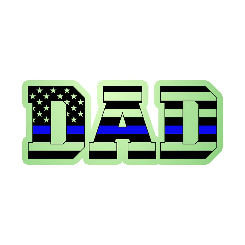 Dad Blue Line American Flag Glow in the Dark Vinyl Decal - custom size