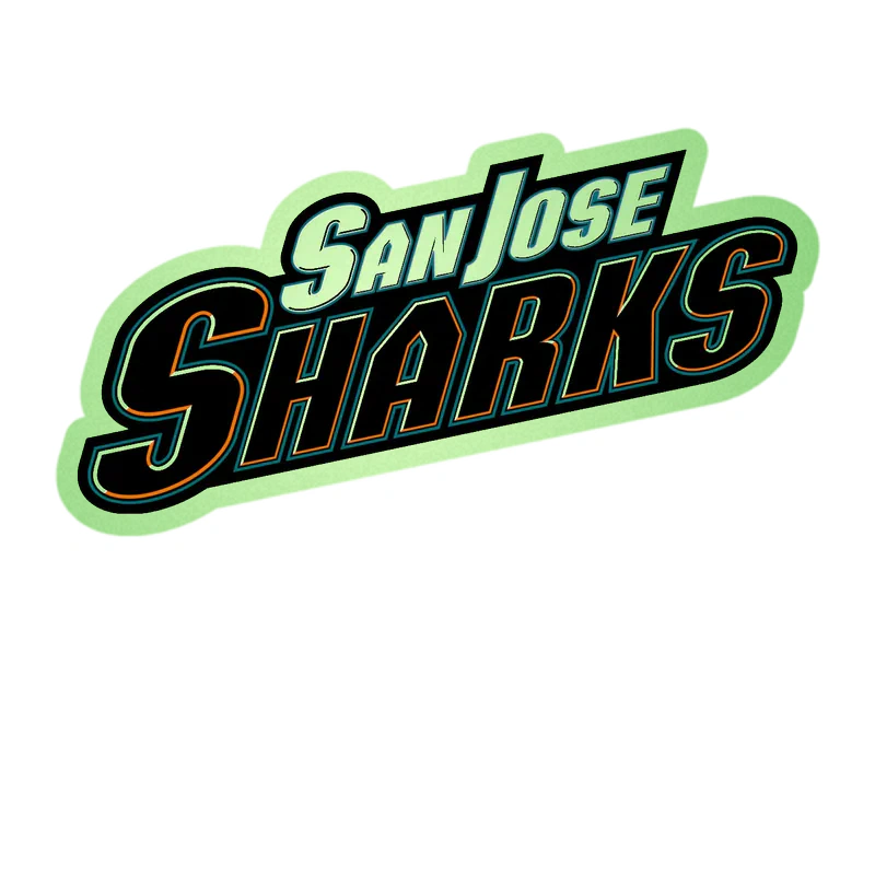 San Jose Sharks - Name Slanted - Glow in the Dark Vinyl Sticker - Custom Size