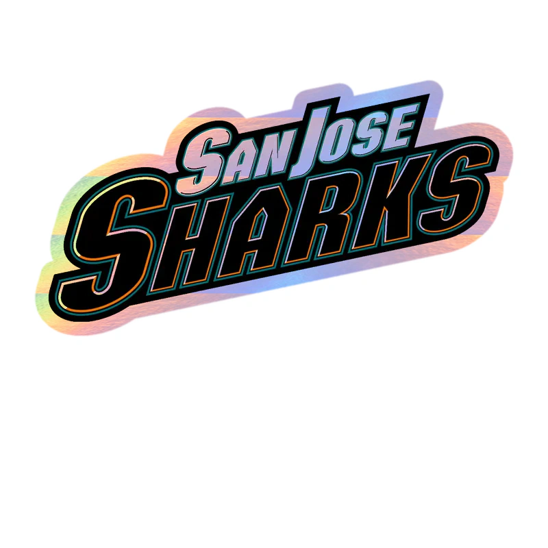 San Jose Sharks - Name Slanted - Holographic Vinyl Sticker - Custom Size