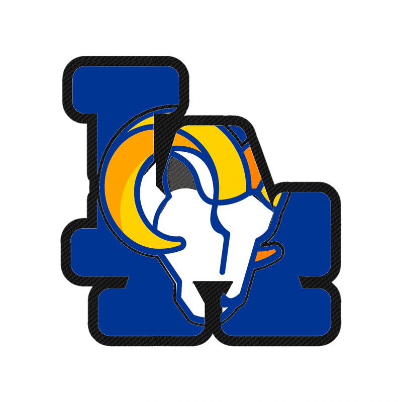 Los Angeles Rams - Blue LA with Ram - Carbon Fiber Vinyl Sticker - Custom Size