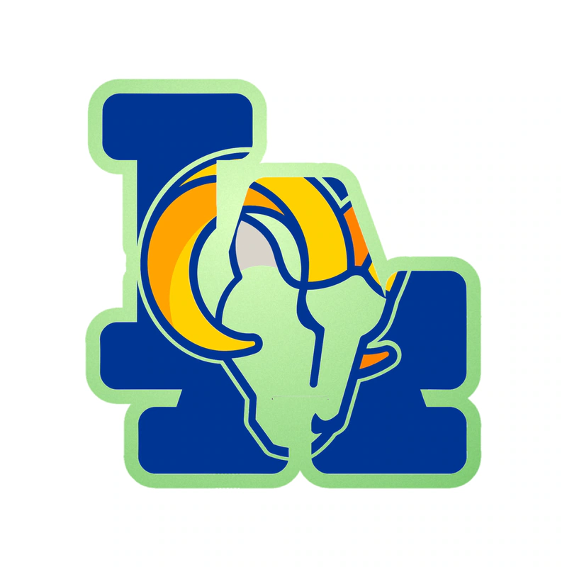 Los Angeles Rams - Blue LA with Ram - Glow in the Dark Vinyl Sticker - Custom Size